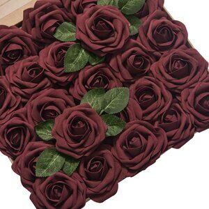 Dark Burgundy Real Touch Foam Roses